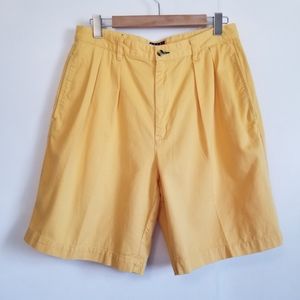 Tommy Hilfiger Golden Yellow Pleated Walking Shorts
